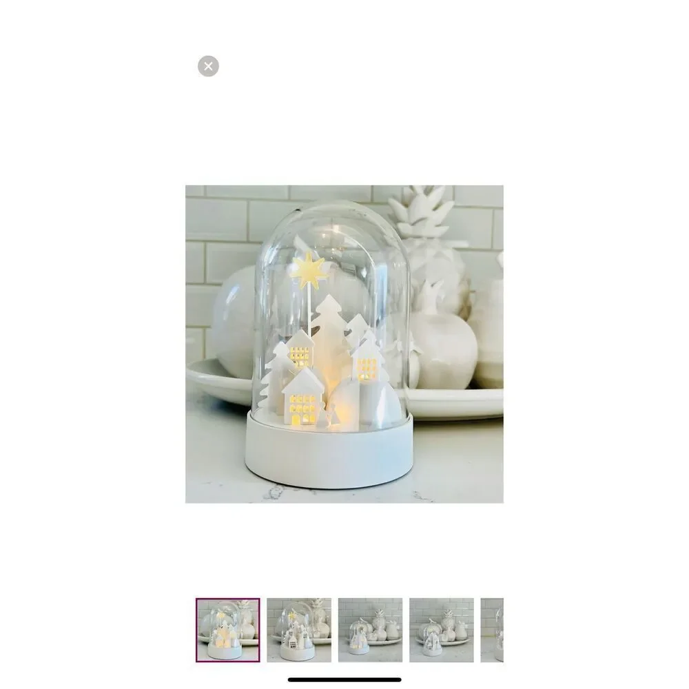 IKEA Strala White LED Snow Globe Dome Village